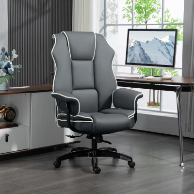 Vinsetto Ergonomischer Bürostuhl, extra gepolstert, Liegefunktion, Kunstleder, 76x80x118-124 cm, Dunkelgrau