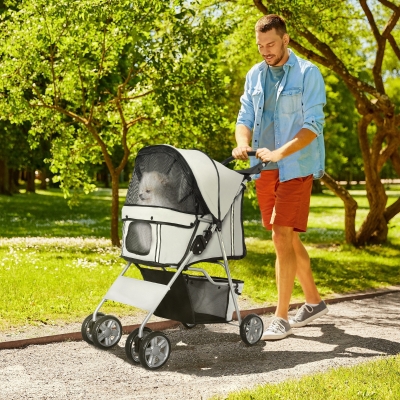 PawHut Pet Stroller Foldable Travel Carriage Grey