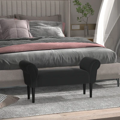 HOMCOM Panca Fondoletto Imbottita con Braccioli 102x35x51cm Nero