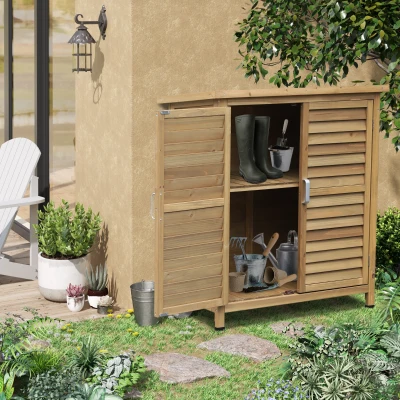 Outsunny Armoire Jardin Bois Vert Toit Bitumé 87x46x96cm