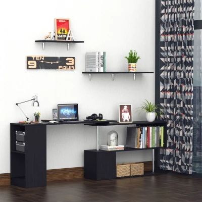HOMCOM Scrivania angolare 140cm x 120cm x 78cm Nero
