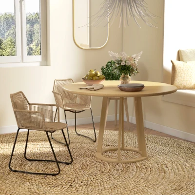 HOMCOM Set 2 Sedie da Pranzo Boho da Interni in Rattan PE Giallo