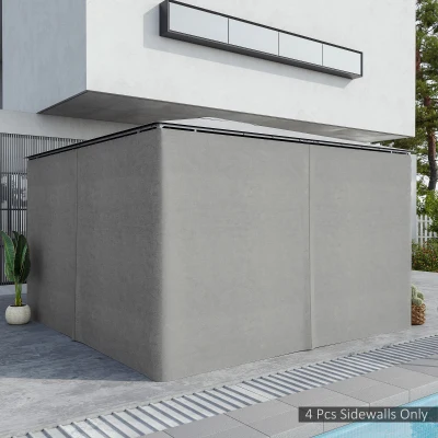 Outsunny Ersatzvorhang für Pavillon, 4er-Set, für 3x4m Pavillons, 352x205cm, Hellgrau