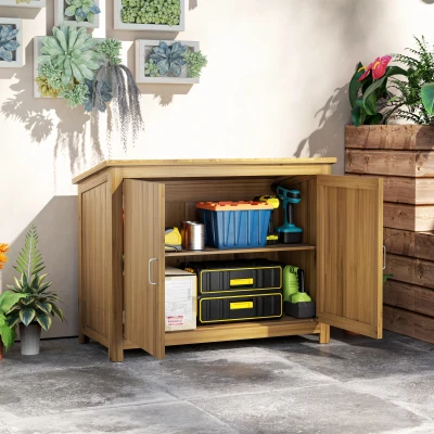 Outsunny Armadio da Esterno in Legno con 2 Porte 110x50x85 cm