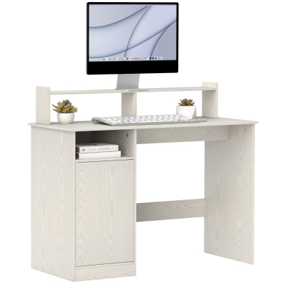 HOMCOM Escritorio con Estantería Moderno Escritorio con Compartimentos Abiertos Soporte para Monitor 108x50x94 cm Crema