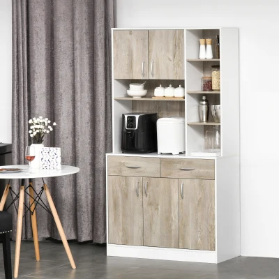 HOMCOM Kitchen Storage Cabinet Unit with Drawers, Counter Top