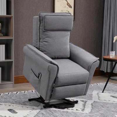 HOMCOM Poltrona Alzapersona Massaggiante Reclinabile 150° Grigio
