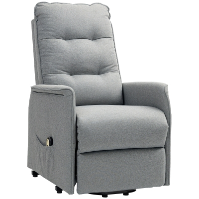 HOMCOM Opsta-fauteuil, Relaxfauteuil met Elektrische Opstahulp, met Afstandsbediening, Zijvak, Grijs