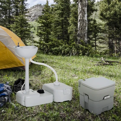 Outsunny Portable Camping Toilet & Sink Set with Tanks