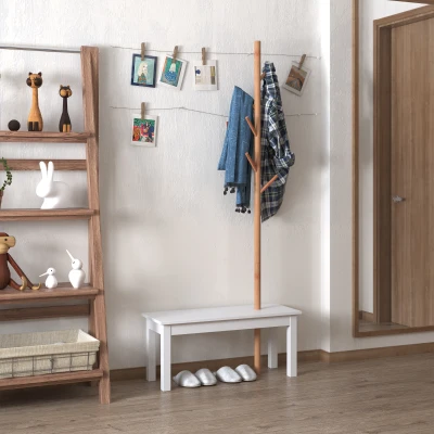HOMCOM Appendiabiti 80cm x 30cm x 180cm bianco, legno