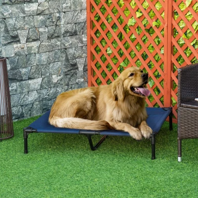 PawHut Lit XXL Pieds pour Chien Chat Bleu Marine 92x76cm