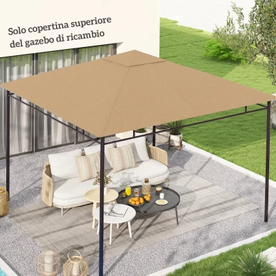 Outsunny Tetto di Ricambio Gazebo 3x3 m con Prese d'Aria Beige