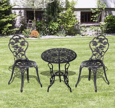 Outsunny Tavolo con sedia da giardino 60cm x 60cm x 67cm Bronzo
