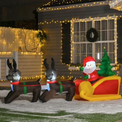HOMCOM Aufblasbarer Weihnachtsmann Outdoor Weihnachtsdekoration, 2 m, Santa Claus, inklusive Gebläse, Mehrfarbig