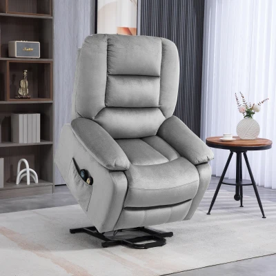 HOMCOM Electric Lift-and-Recline Massage Armchair Grey