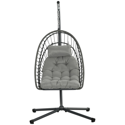 Outsunny Hängesessel Korbsessel Loungesessel, wetterbeständig, 1 Polster, 100 cm x 131 cm x 194 cm, Hellgrau