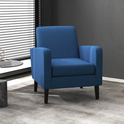 HOMCOM Boxy Armchair Linen-Look Blue