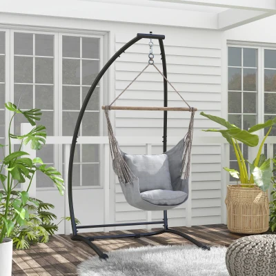 Outsunny Heavy Duty Hammock Chair Stand Black