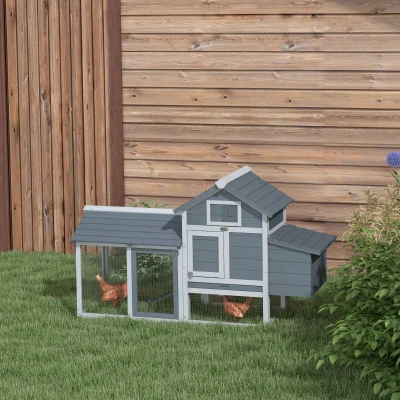 PawHut Small Chicken Coop Grey 150.5x54cm with Run