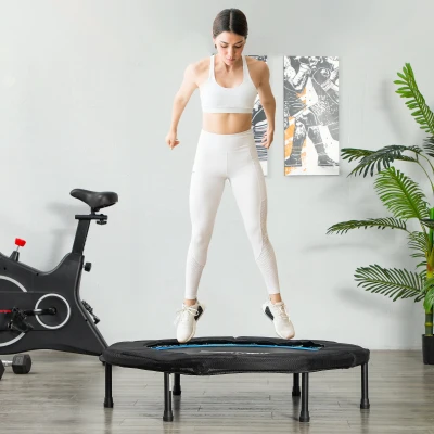SPORTNOW Trampolín de Fitness Ø102 cm Cama Elástica Plegable con Marco de Acero Antideslizantes Carga 100 kg Azul