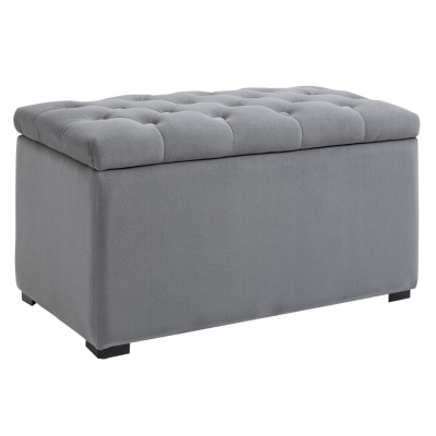 HOMCOM Banc Banquette Pouf Tabouret de Rangement avec 2 Petits Tabourets Peluche Courte 75 X 40 X 24cm Gris Clair