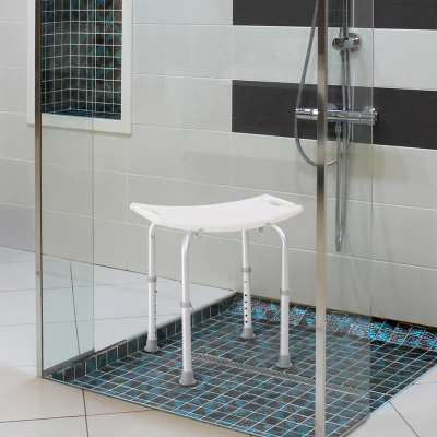 HOMCOM Sgabello per doccia 50cm x 36cm x 56.5cm bianco