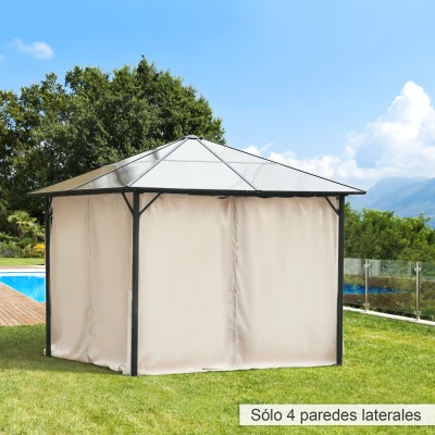 Outsunny 4 Paredes Laterales para Cenador 302x205 cm con 40 Ganchos y Anillos en C para Pérgola Gazebo Beige