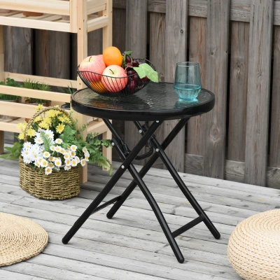 Outsunny Tavolino da giardino 45cm x 45cm x 50cm Nero