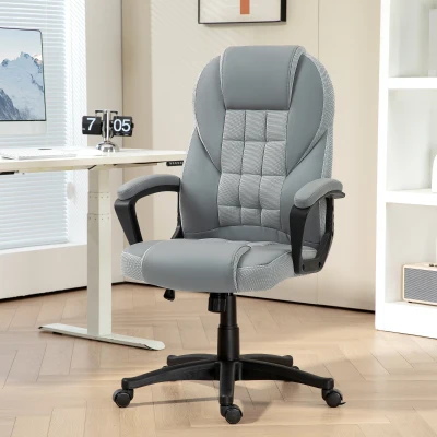 HOMCOM Grey Faux Leather Office Chair