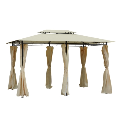 Outsunny Tonnelle Style Colonial Toiles Amovibles Crème