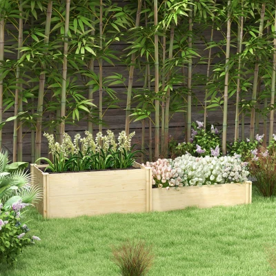 Outsunny Jardinière Bois Sapin 222x63x48cm - Naturel