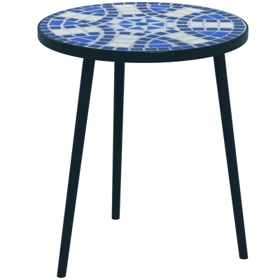 Outsunny Table Bistro Jardin Mosaïque Noir Ø35x45.5cm