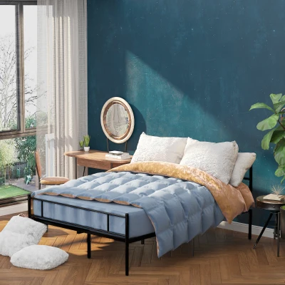 HOMCOM Double Metal Bed Frame with Storage Black