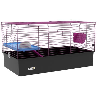 PawHut Small Animal Cage with Platform 99x52cm Black