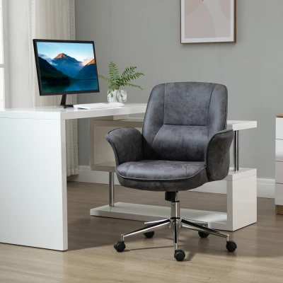 Vinsetto Fauteuil de bureau chaise d'ordinateur ergonomique hauteur réglable microfibre respirante pivotant à 360° 67 x 69 x 92-102 cm gris foncé