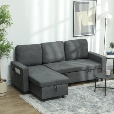 Corner Sofa Bed 200W x 126.5D x 85Hcm Charcoal grey