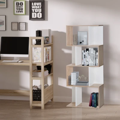 HOMCOM Libreria 60cm x 24cm x 148cm Bianco, Naturale