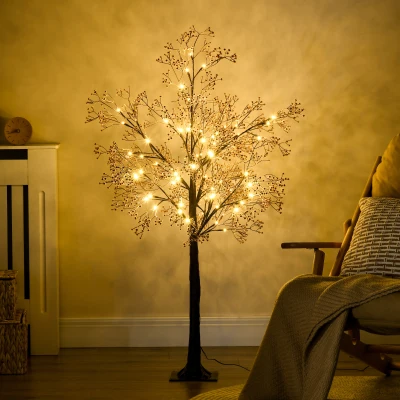 HOMCOM 4ft Artificial Gypsophila Tree with 72 LED Lights