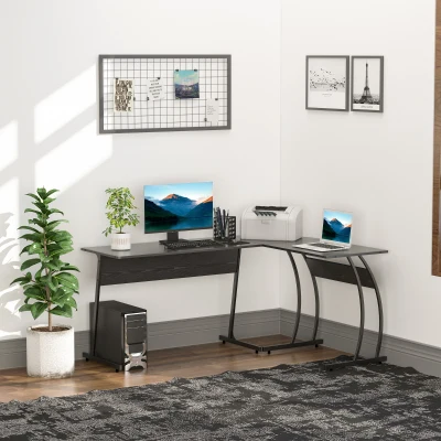 HOMCOM Scrivania per Computer 112.5cm x 152cm x 74cm Nero