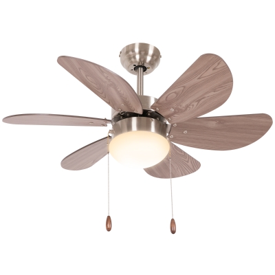 HOMCOM Ceiling Fan LED Light Walnut Brown 6 Blades