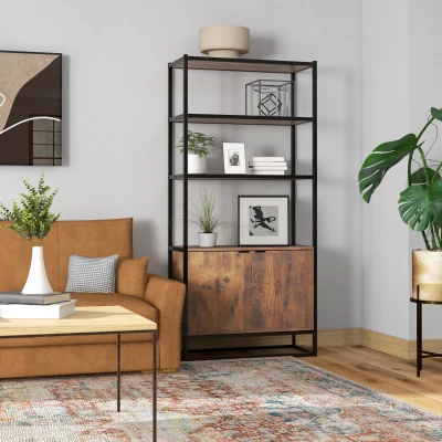 HOMCOM Libreria scaffale 76cm x 33cm x 162.5cm Marrone, Nero
