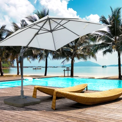 Outsunny Cantilever Parasol Base Heavy-Duty Coffee