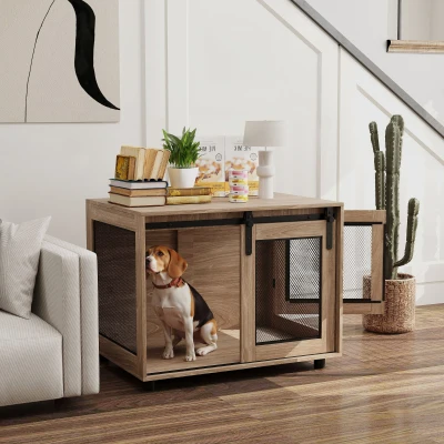 Dog Crate Furniture 80W x 58.5D x 63Hcm Walnut brown