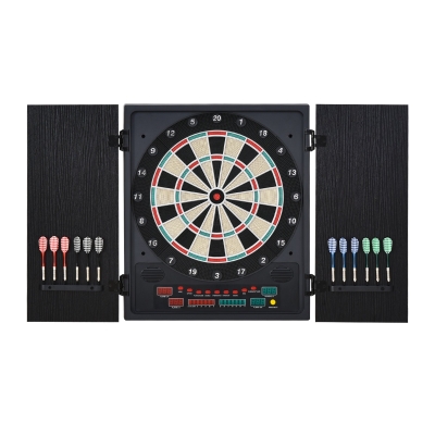 HOMCOM Electronic Dartboard Set, 27 Games, LED, Cabinet