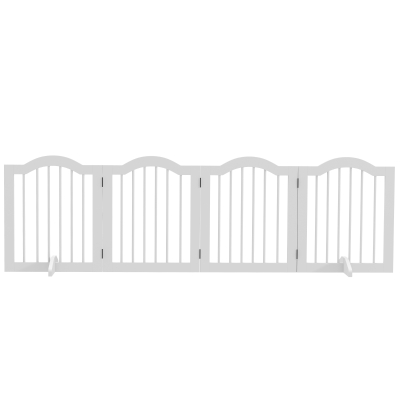 PawHut Faltbares Hunde-Absperrgitter, 4 Paneele, für Treppen, Flure, Türen, MDF/Massivholz, Weiß