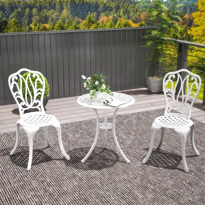 Patio Bistro Set 44W x 49D x 88Hcm White