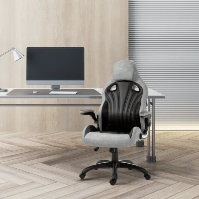 Vinsetto Poltrona da ufficio 72.5cm x 74cm x 119.2-127.5cm Nero, Grigio