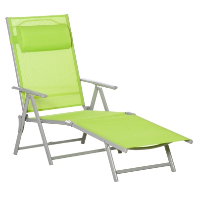 Outsunny Folding Sun Lounger Outdoor Recliner with Pillow