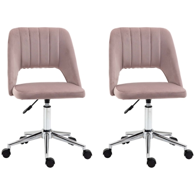 Vinsetto Lot 2 Chaises Bureau Velours Pivotantes Hauteur Réglable