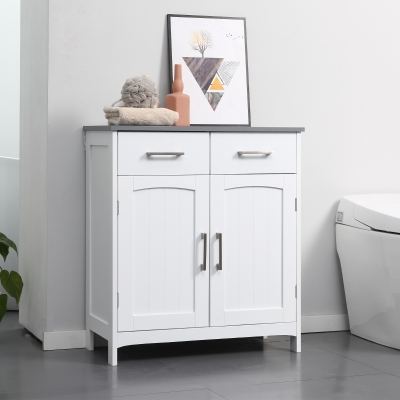 Kleankin Bathroom Cabinet Storage Cupboard White 2 Drawers
